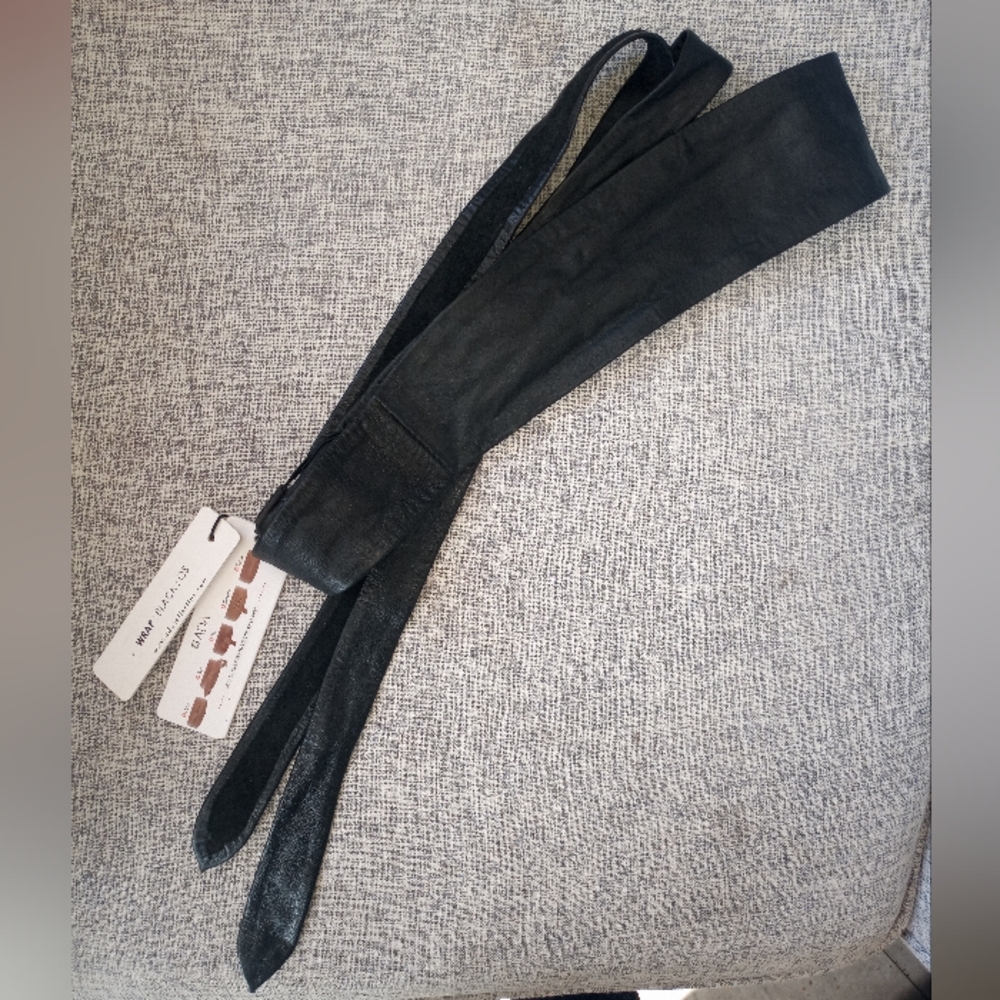 NWT Womens ADA Black Leather Wrap Belt Size OS
